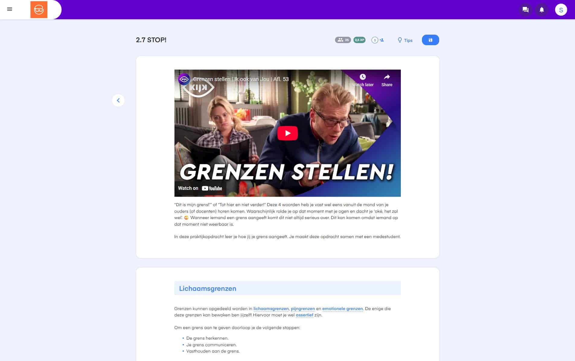 Voorbeeldopdracht ‘Stop’ binnen het keuzedeel Weerbaarheid (K1398)